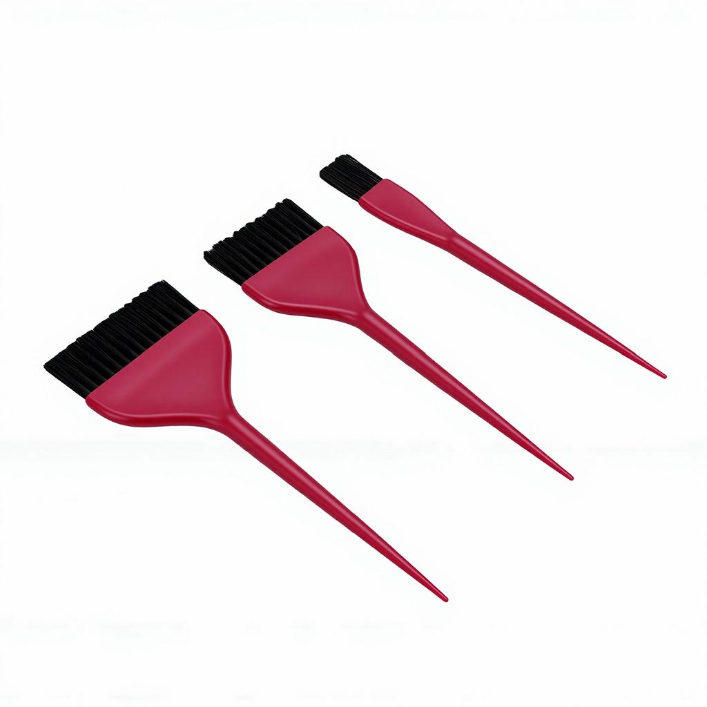 Pinceau de coloration pour cheveux à long manche contrôle précis pinceau de coloration capillaire pour débutants professionnels Rosé Sanguin Lot de 3 pièces