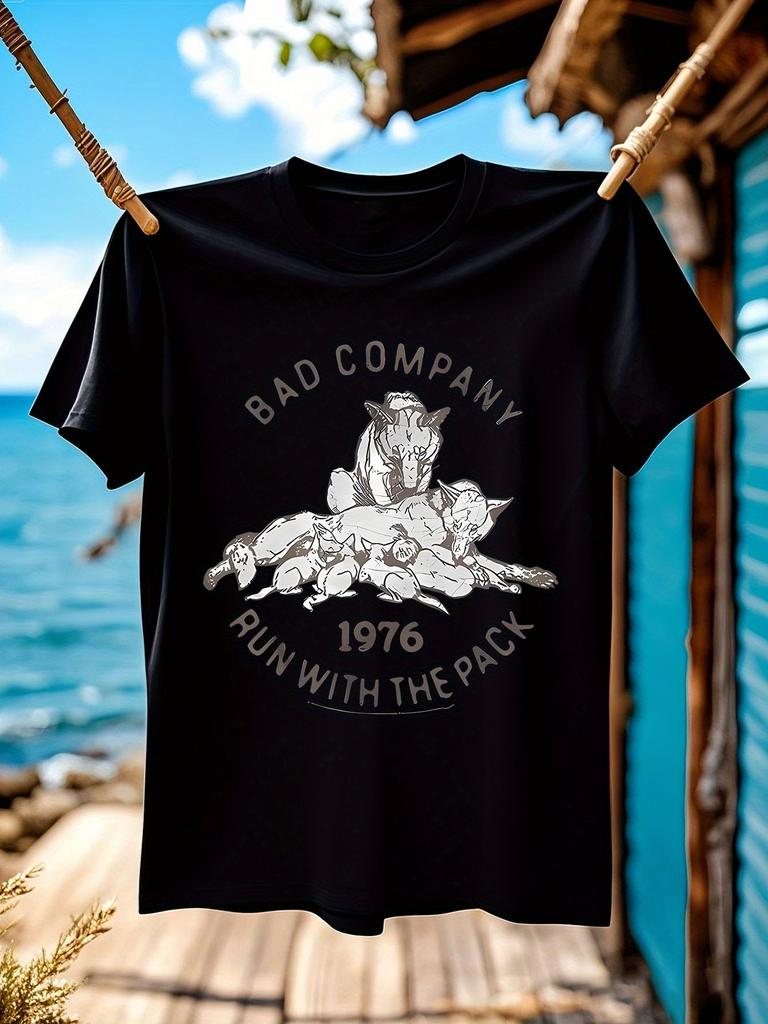 Bad Company Run with The Pack Grafik T-Shirt Lässig Kurz...