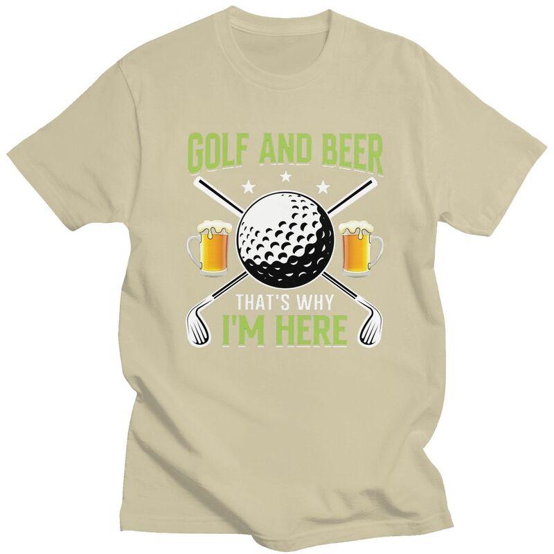 Custom Classic Golf And Beer T Shirts Men Tshirt Casual Tee Pure Cotton Slim Fit Tshirts Merch