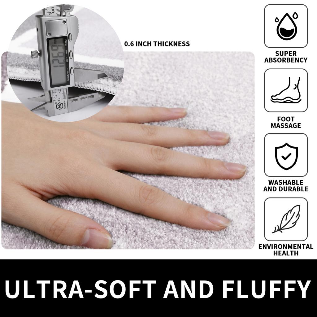 Microfiber Shaggy Absorbent Bath Mat Soft Bathroom Mat Non Slip Machine Washable Bathroom Rug Shower Mat Quick Dry Floor Mats