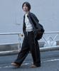 SUPERSUB Wide Baggy Piping Pants - Black