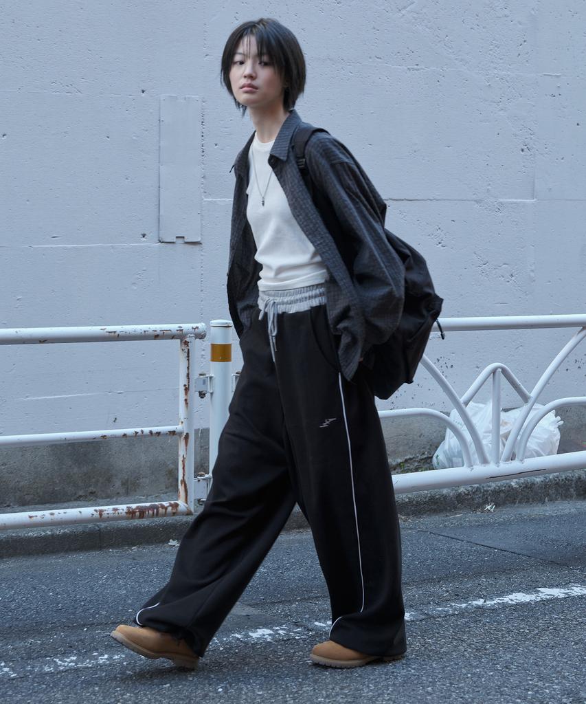 SUPERSUB Wide Baggy Piping Pants - Black