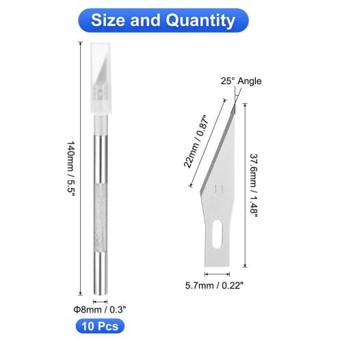 uxcell 10pcs Precision Art Craft Hobby Knife and Precision Utility Knife Set for Carving, Crafting, Scrapbooking, Stenciling, Paper, Wood, and Plastic