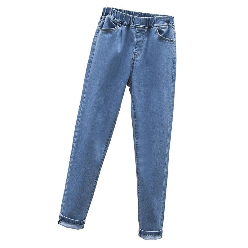 Pantaloni di Jeans Vintage Primavera Autunno Donna Jeans Skinny Elasticizzati Vita Alta Elastico Pantaloni a Matita Slim Jeans Mom