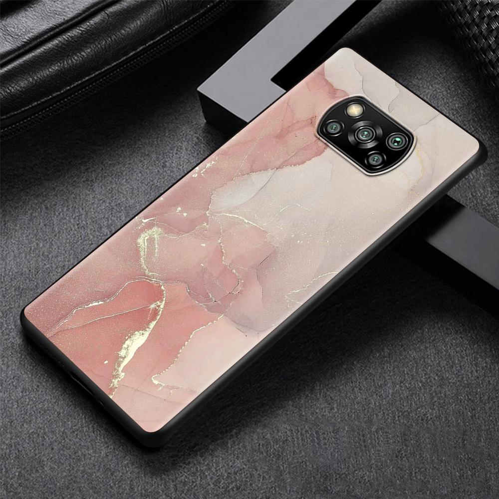 Granite Marble Luxury Case for Xiaomi Poco X3 NFC M3 M4 Pocophone F1 F3 Redmi Note 9s 9 8 10 Pro Black Soft Phone Cover Coque