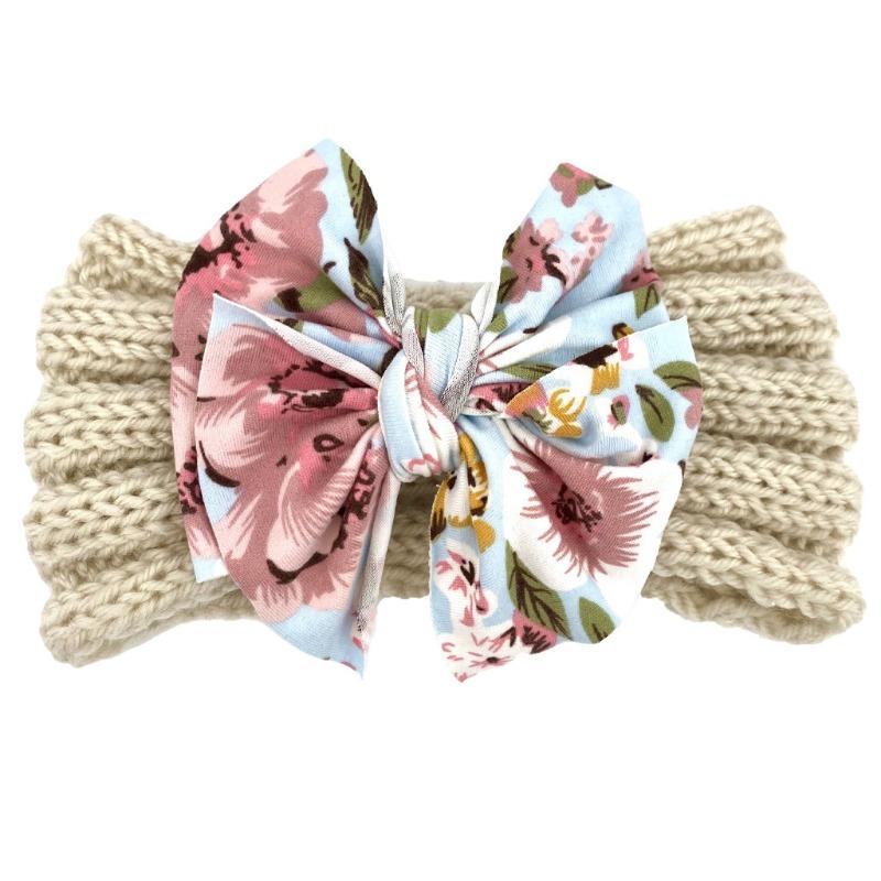 New children's headband headband, printed bow knitted wool headband, baby headgear hair accessories Baby