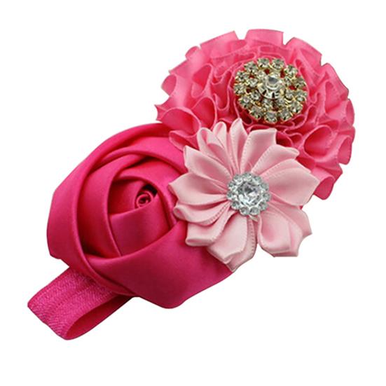 Cute Flower Pendant Rhinestone Rose Pendant Hairband for Birthday Party