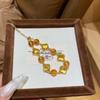 Natural Amethyst Citrine Clear Quartz Rose Four Leaf Clover Charm Bracelet Women 2025 Floral Style