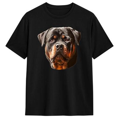 Men T-Shirts Rottweiler Stunning Dog Head Novelty Cotton Tees Short Sleeve  T Shirts Crewneck Clothing Graphic