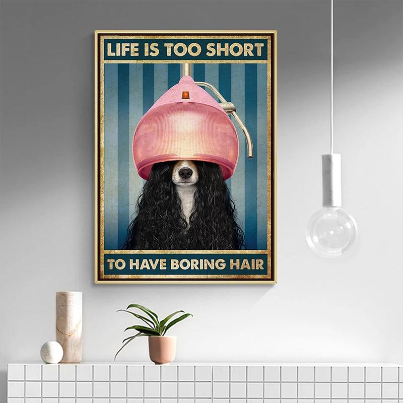 Make Dogs Pretty Posters, Dog Groomer Gift, Pet Grooming Hair Salon Poster Decor,Vintage Decor Wall Art Prints Canvas Painting