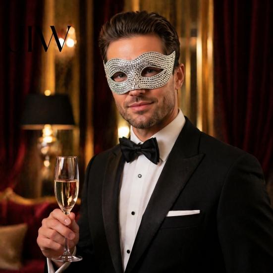 Soft Skin Friendly Party Masque Bling Rhinestone Masquerade for Women, Sparkly Venetian Half Shining Style Face Eye Halloween, Mardi Gras, Prom