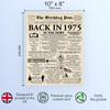 Stuff4 51st Birthday Poster Unframed - Born In 1975 Newspaper - Happy 51 Birthday for Men Women Retro Vintage Gifts Back In 1975, 8x10 Inch Bday