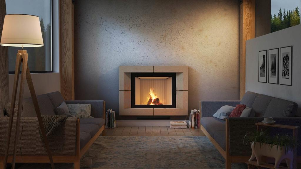 Steel fireplace KRATKI NADIA 13 kW Ø 200 Lift-up self closing door
