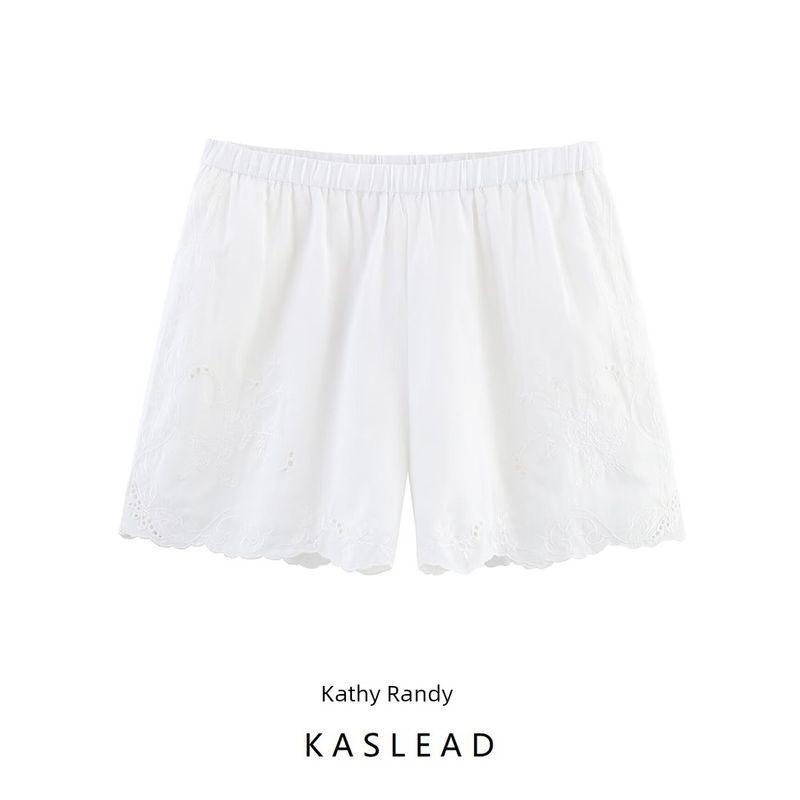 Kaslead New Arrival Women's Clothing Fashion Style Fashion Minimalist Flower Embroider Pajamas Style Shorts 0881400