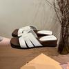 Black retro wedge heel heightening one-word slippers women's summer wear 2025 new soft-bottomed versatile non-slip cool slippers