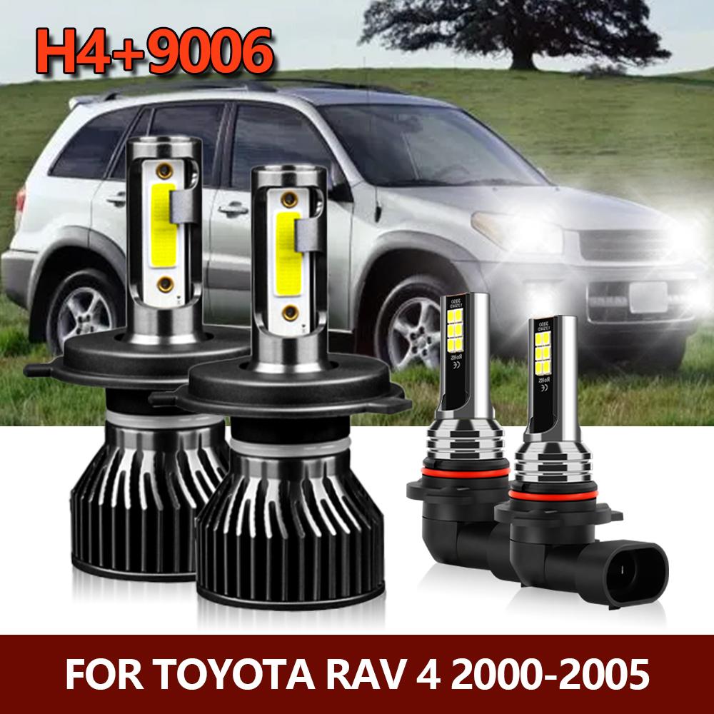 

4x светодиодные фары ближний/дальний противотуманные лампы H4 9006/HB4 яркие Luces Лампы Комплект для Toyota RAV 4 RAV4 2000 2001 2002 2003 2004 2005 H4 9006 белый