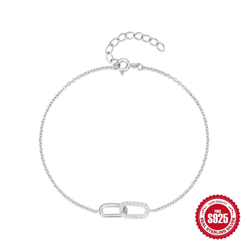 CANNER Real S925 Silver Mini Zircon Flower Pendant Bracelet Chain for Women's Fine Jewelry Gifts Gold Bracelets Bangles