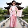 National Costume Tang Dynasty Hanfu for Girls Three-Piece Outfit Top Skirt Belt Traditional Chinese Style Childrens Clothing for New Year Travel