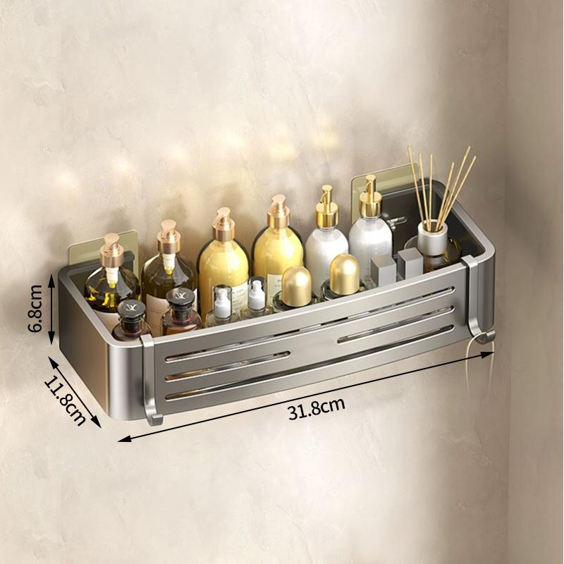 

Усовершенствованная утолщенная настенная полка для ванной комнаты с регулируемыми уровнями — надежная, прочная, установка без сверления