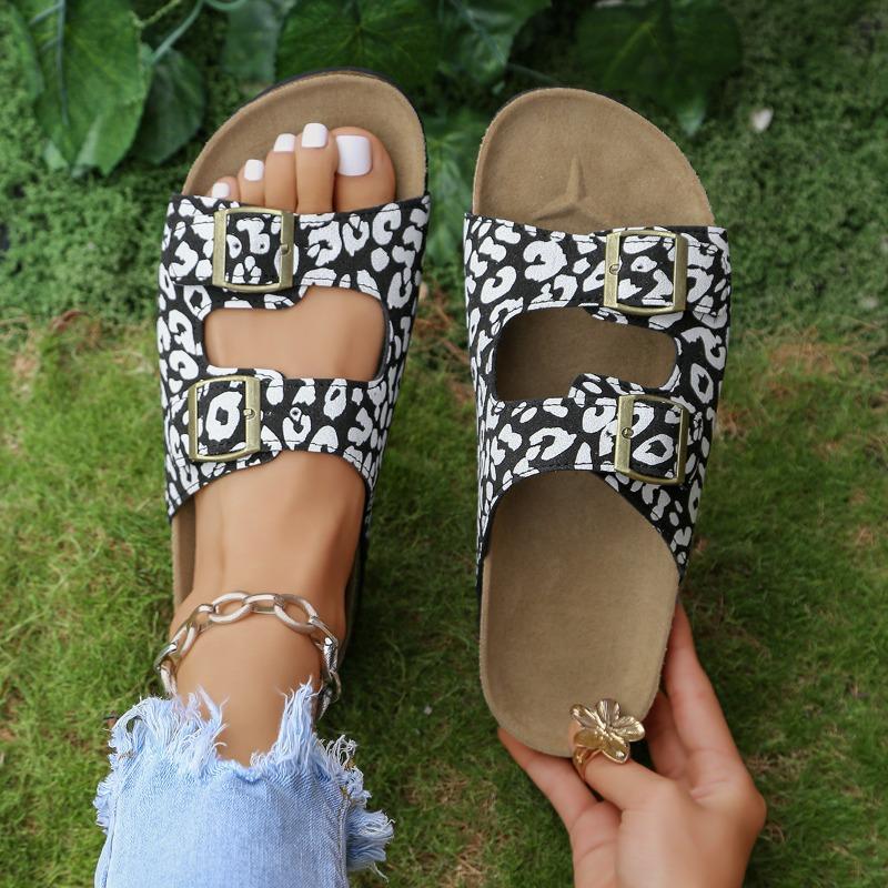 Sandali a ciabatta estivi da donna con suola spessa e fibbia a cinturino, Calzature casual da esterno per la spiaggia, Disponibili in taglie grandi.