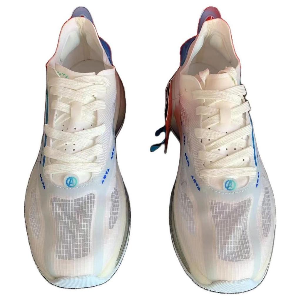Anta Cushioning Slip Resistant Abrasion Resistant Breathable Low top Running Shoes Men's White Gray Blue 112125598-2