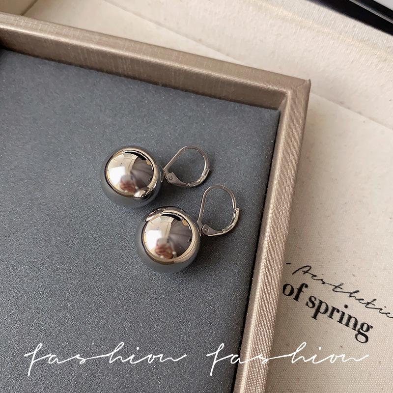 Sterling Silver High Color Retention Texture High Fashion Simple Ball Bead Pendant Earrings Versatile Temperament Earrings Women
