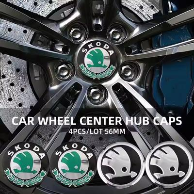 4 piezas 56mm Emblema de Coche Tapas Centrales de Rueda Pegatina Decoración Para Octavia Superb Rapid Kodiaq Karoq Fabia Roomster