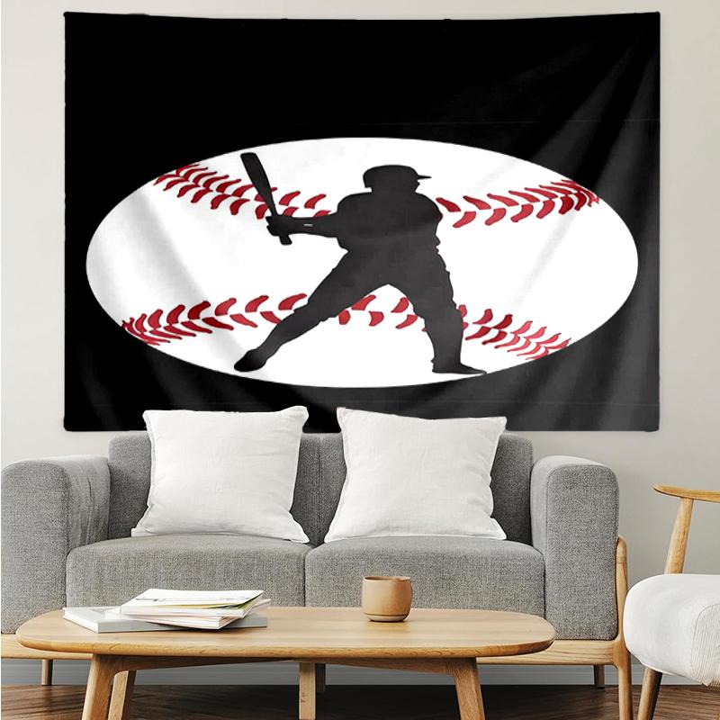 Baseball Print Tapestry, Backdrop, Easy Setup, Ideal for Bedroom, Office & Living Room, with Aesthetic Wall Hanging Decor.