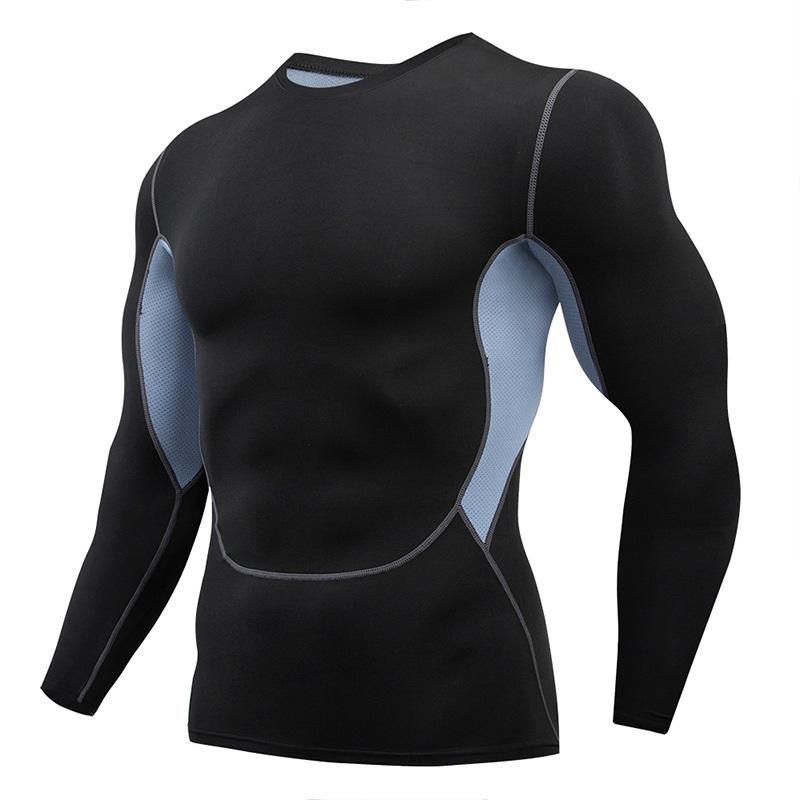 Men's Quick-drying Breathable Long-sleeved Outdoor Running Printing Sports Compression Tight-fitting Fitness Training T-shirt