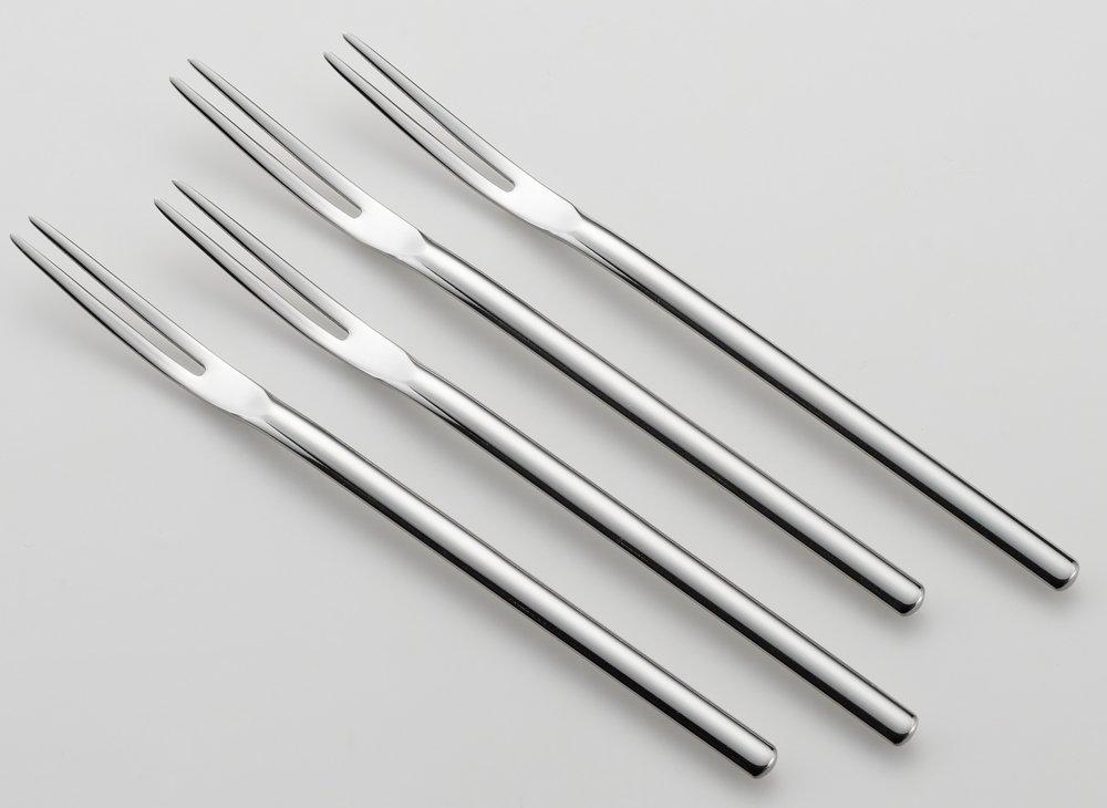 Yoshikawa 14cm Oval Cut Sweets Set of Product 3072021 Japanese-Made Fork, 4, Silver, Number