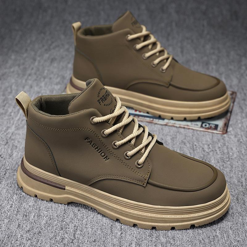 

Осенняя мужская обувь Высокие ботинки Мартина Мужские модные универсальные рабочие ботинки на толстой подошве Кожаные ботинки Спортивная повседневная обувь для скейтборда Модная обувь 39