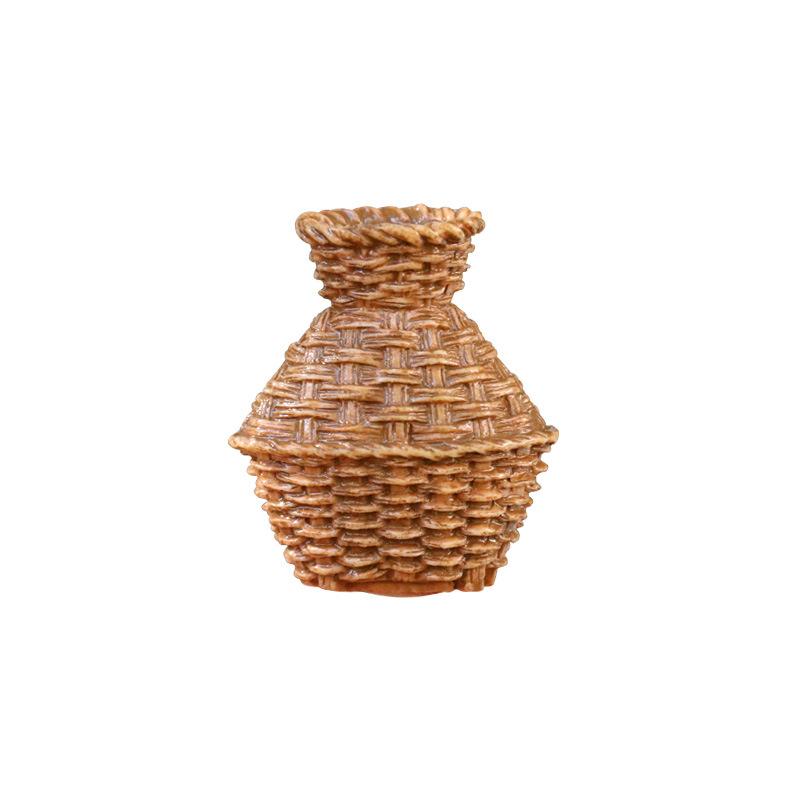 4pcs Miniature Woven Basket, Model House Accessories, Miniature Willow Basket for Crafts, Miniature House Furniture Set
