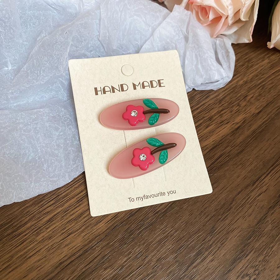 Korean diamond-encrusted colored flower hairpin, high-end sense, exquisite versatile duck bill clip, sweet small fresh hair accessories, headgear