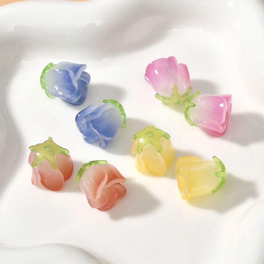 

2PCS Gradient Jewelry Making Beads Resin Jewelry Materials Necklace Flower Beads Jewelry Making
