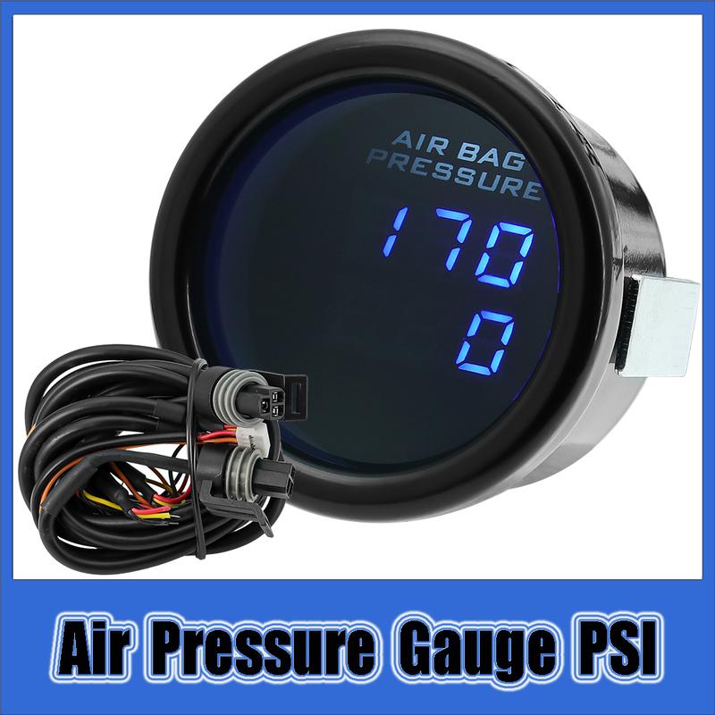 52mm Dual Air Suspension Gauge Ride Pressure PSI Blue Air Pressure Gauge with 2pcs 1/8 NPT Sensor