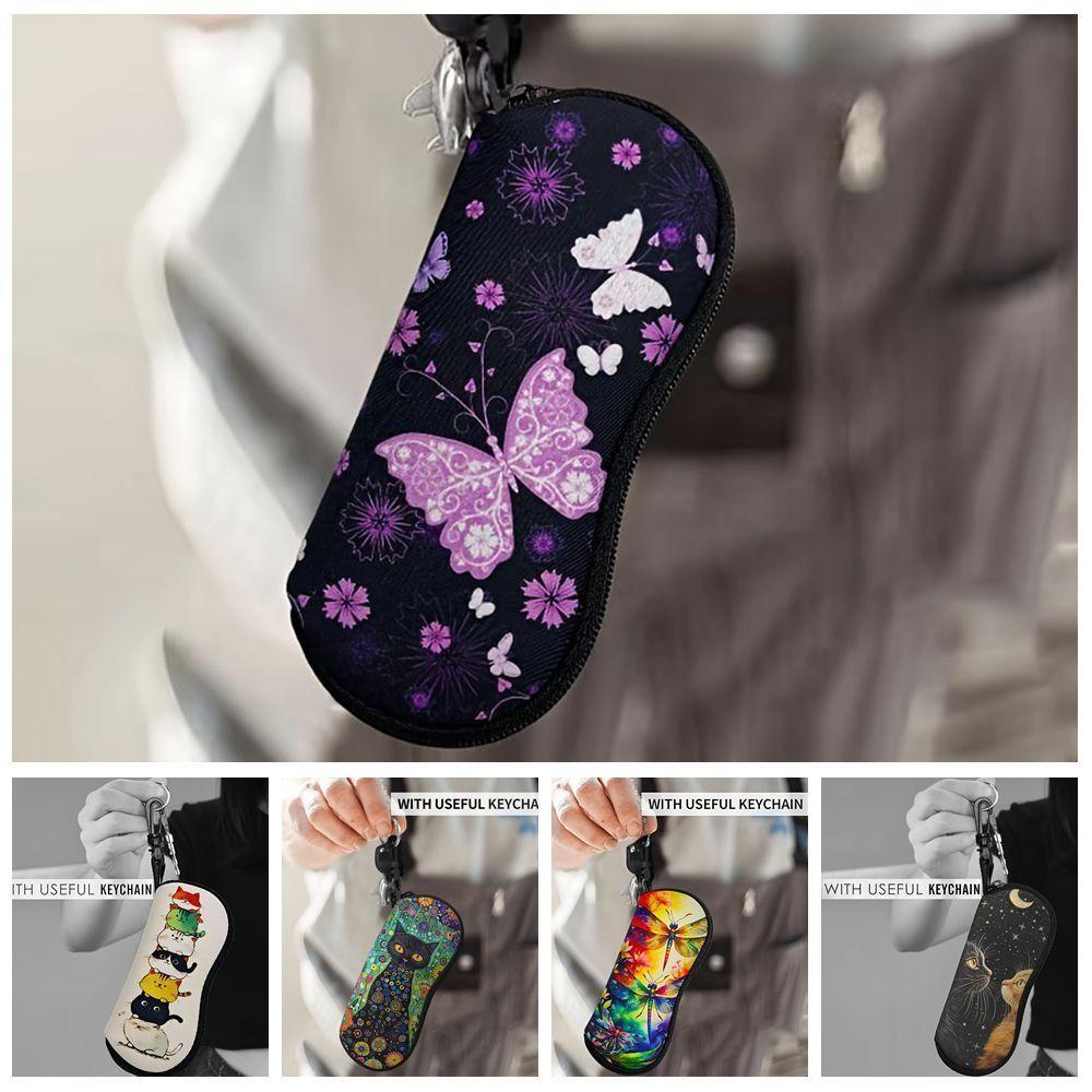 Nylon Zonnebril Opbergtas met Sleutelhanger Zonnebrilhouder Zonnebril Pouch Bril Accessoires