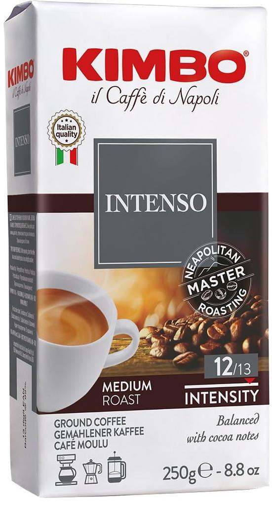 KIMBO Italienischer Espresso Kaffeepulver (Mittlere Röstung, 40% Arabica, 60% Robusta), Intenso, 250g