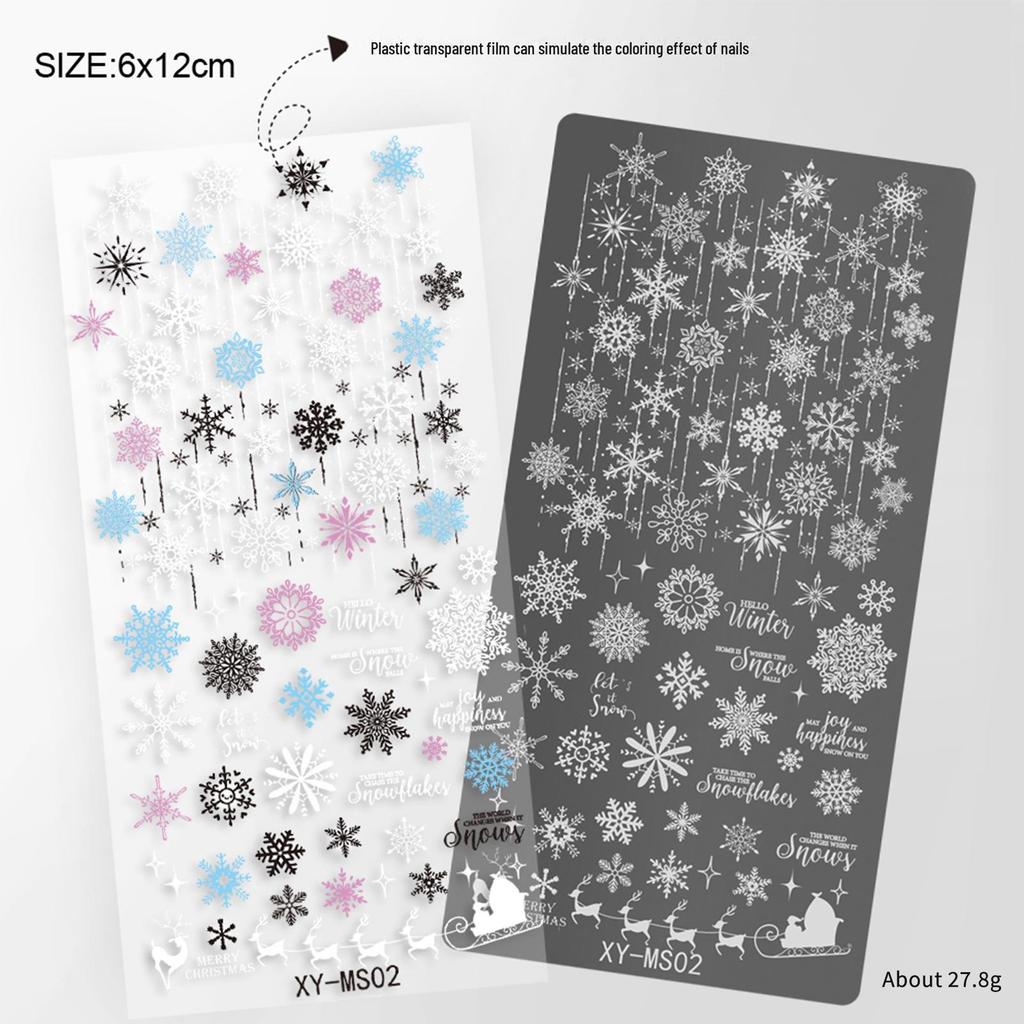 Christmas Series Snowflake Nail Art Transfer Tool - Printed Steel Plate with Transparent Film