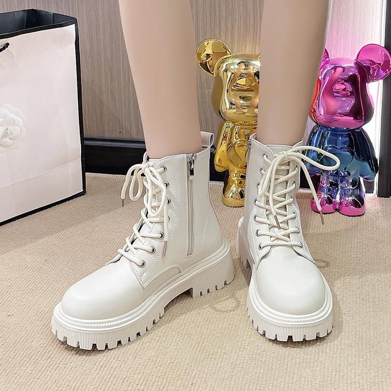 Mode Damen Stiefelette Mode Leder Motorradstiefel Frühling Outdoor Rutschfeste Wanderschuhe für Damen Mode Komfort Weich besohlte Stiefel