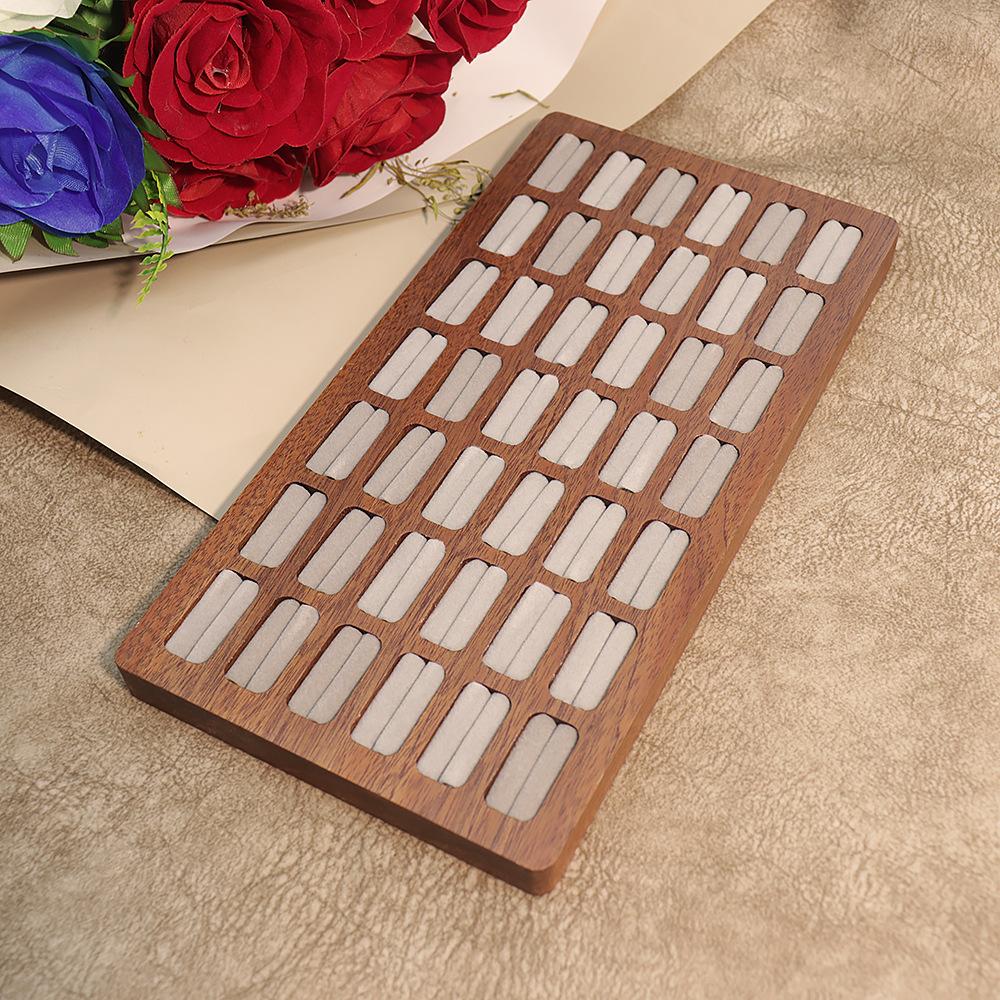 High Quality Wooden Jewelry Display Tray 20 30 42 Slots Ring Organizer Tray Solid Wood Jewelry Ring Storage Display Custom Logo