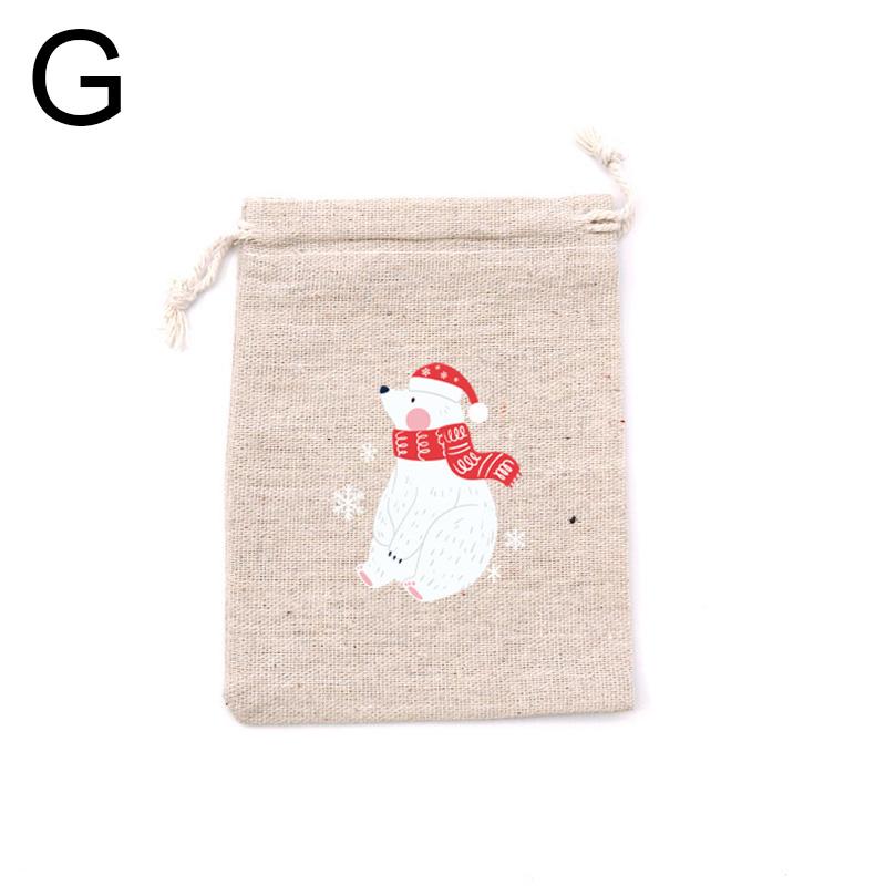 Christmas Linen Bag Drawstring Candies Gift Storage