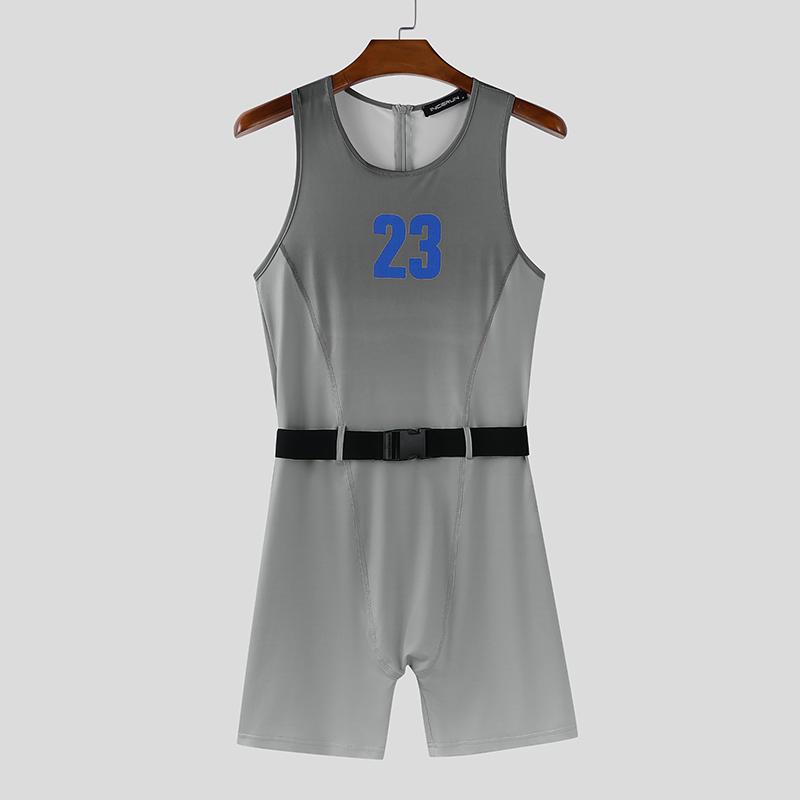 

INCERUN Men Sleeveless Gradient Fitted Jumpsuits Romper Bodysuits Underwear 5XL серый