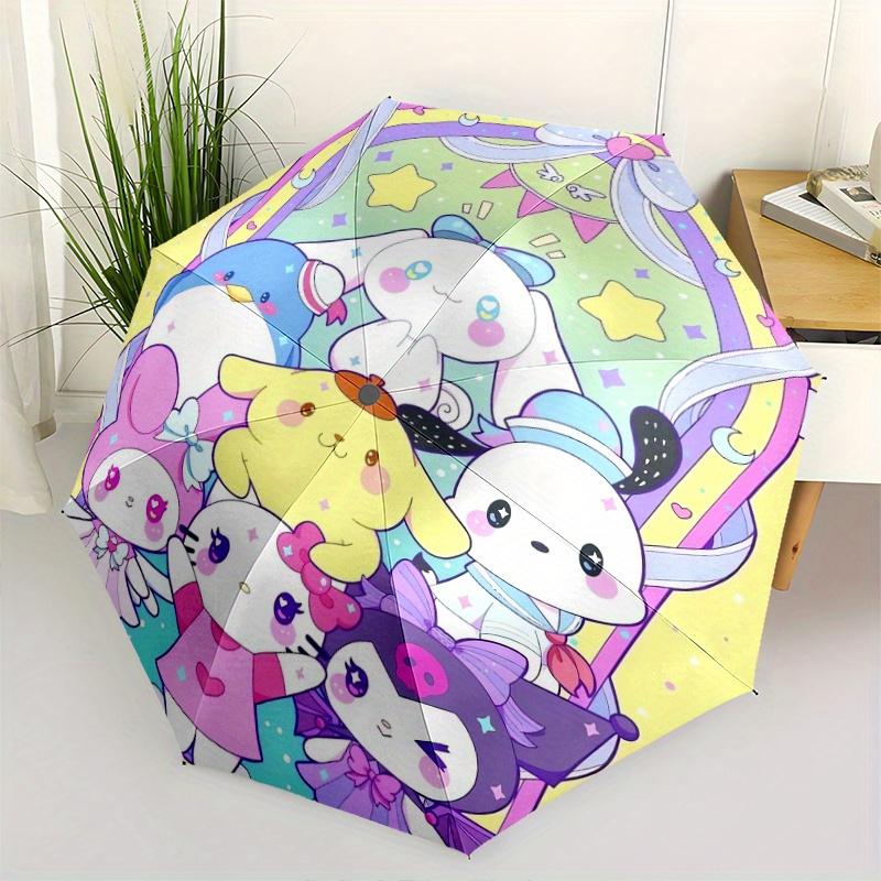 

Sanrio Cartoon Character Hello Kitty Design Automatic Opening and Closing Umbrella, Lightweight 3-Fold, With Cute Cartoon Characters, Suitable for Hom