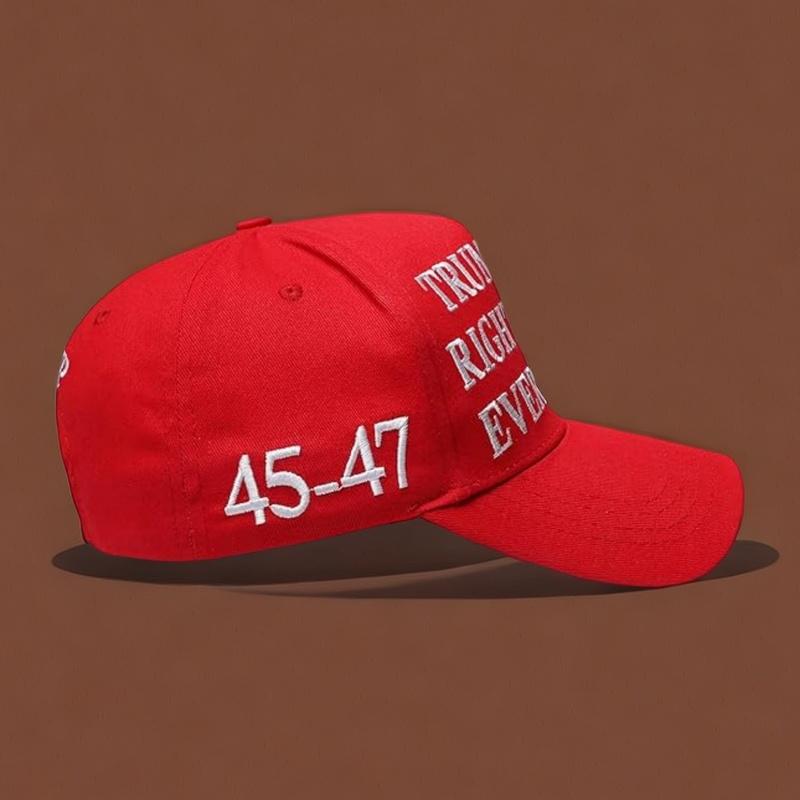 1pc Trump Was Right About Everything Trucker Hats, Make America Great Again Outdoor Peaked Cap, Unisex Adjustable SizeSimple Emb