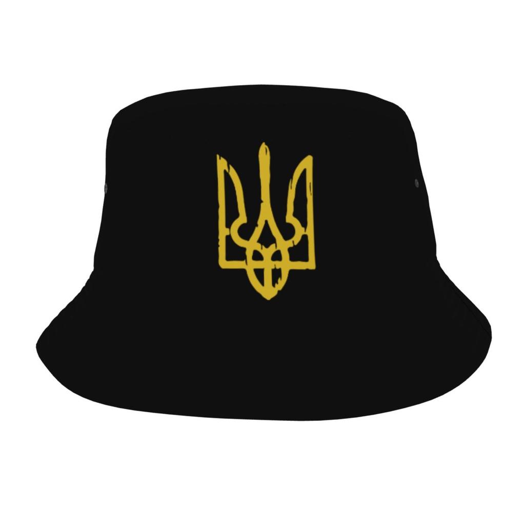Women Unisex Bucket Hat Ukraine Flag Trident Ukrainian Summer Travel Headwear Lightweight Hiking Fishing FisherUnisex Caps Ispoti Cap