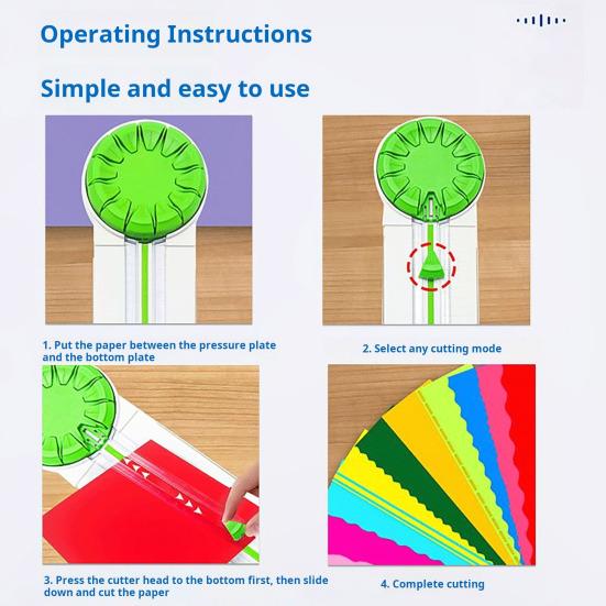 Řezačka okrajů papíru 12 v 1 Multifunkční scrapbookingový nástroj s bezpečnostním designem Otočný talíř