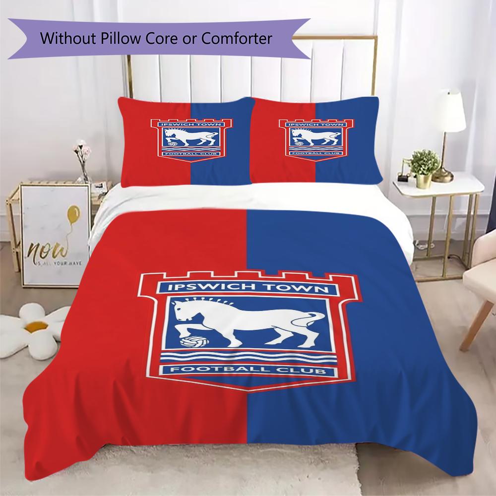 Ipswich Town FC Pattern Bedding uilt Set uilt Cover Pillowcase Home Decoration Birthday Gift (1 * duvet cover + 2 * pillowcase without core)