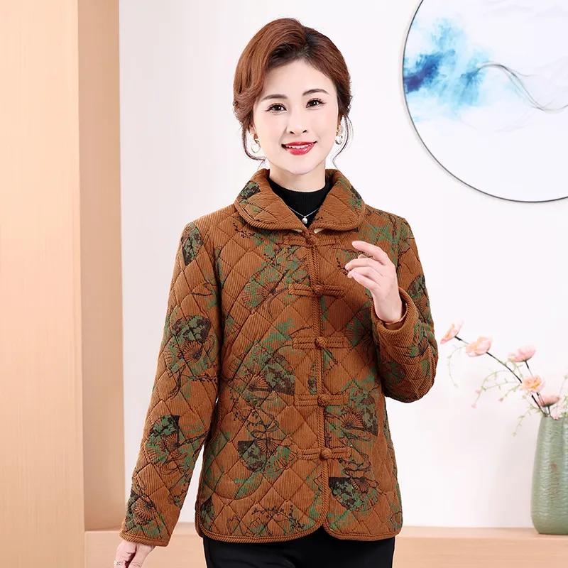 

Winter Thick Corduroy Padded Jacket Women s Large Size Retro Style Plus Velvet Warm Padded Jacket Women L жовтий
