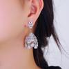Needle French Light Luxury Court Style Full Zirconium Hollow Earrings Guochao Water Drop Fringed Zircon Earrings Earrings