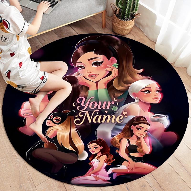 Floral Dreams Custom Name Round Area Rug Carpet Rug For Living Room Bedroom Sofa Playroom Decor Nonslip Floor Mat